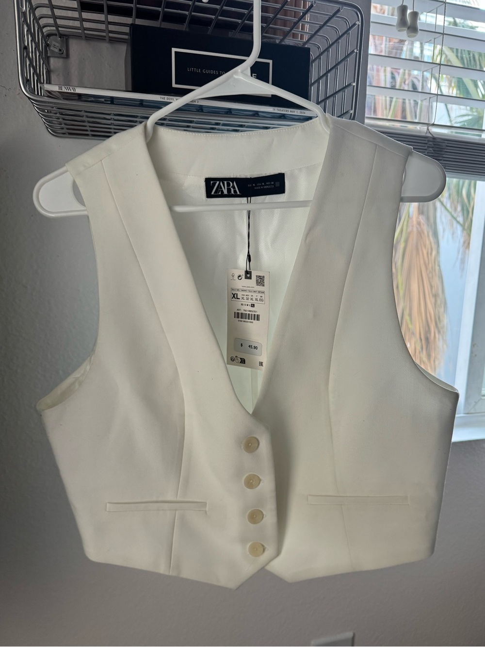 ZARA White Tailored Button Vest